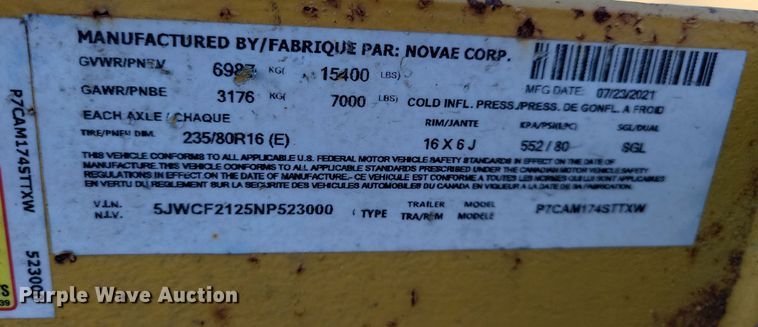 image for item LC9466 2022 CAM Superline tilt deck equipment trailer