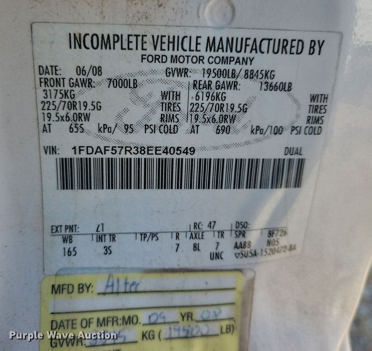 image for item LC9478 2008 Ford F550  bucket truck