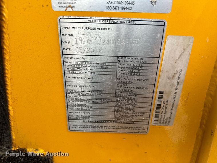 image for item LO9441 2012 MB MSV  municipal tractor