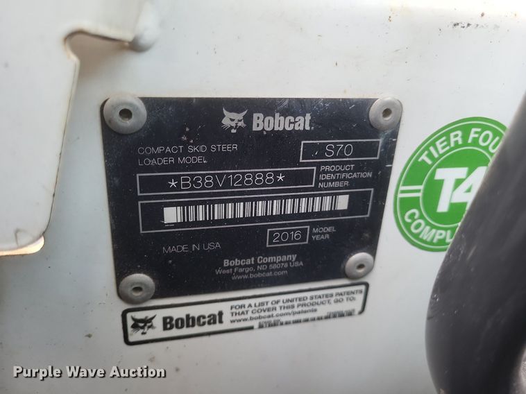 image for item MI9878 2016 Bobcat S70  skid steer loader