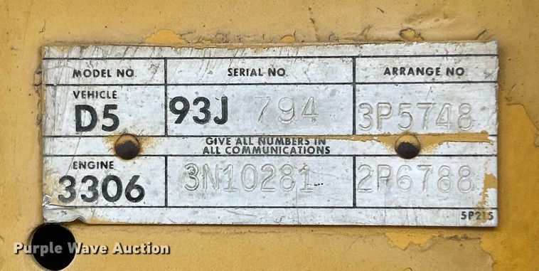 image for item NB9301 1973 Caterpillar D5  dozer