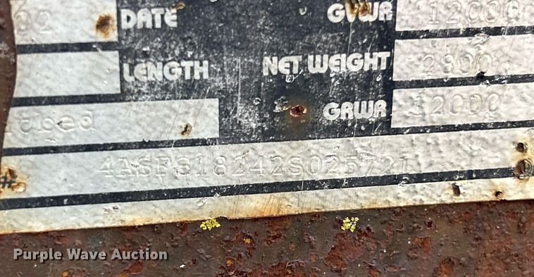 image for item NE9653 2002 M & M  equipment trailer