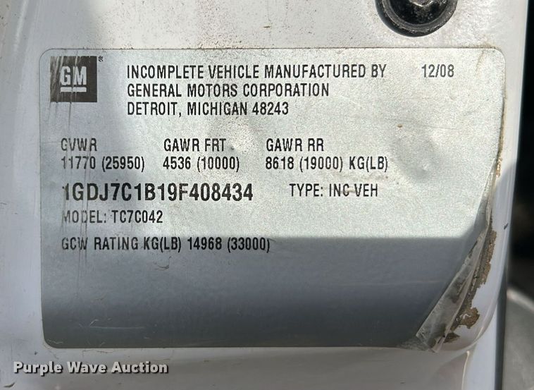 image for item NE9666 2009 GMC C7500 dump truck