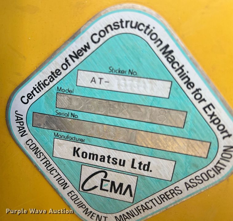 image for item NN9351 2017 Komatsu D65EX-18  dozer