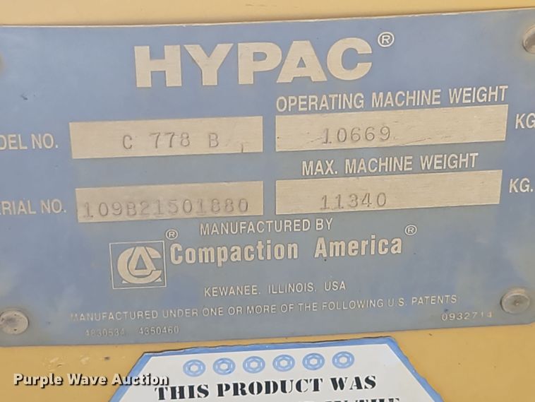 image for item NZ9102 2008 Hypac C778B  double drum vibratory roller