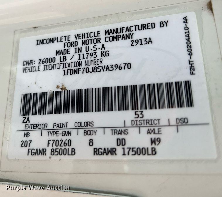 image for item OA9054 1995 Ford F700 dump truck