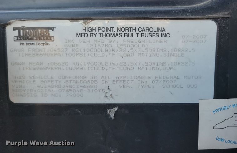 image for item DL7764 2008 Freightliner B2  school bus