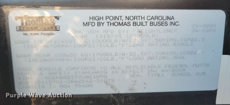 image for item DL7766 2009 Freightliner B2  school bus