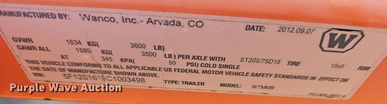 image for item DM1495 2012 Wanco WTMMB  portable road sign