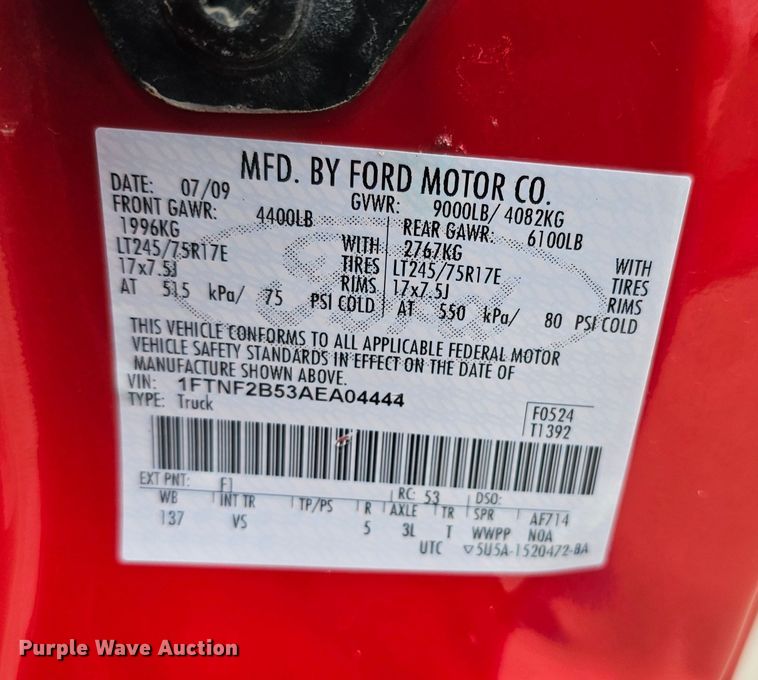 image for item DQ8567 2010 Ford F250 Super Duty  pickup truck