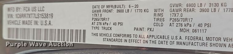 image for item DR5928 2020 Dodge Ram 1500  Crew Cab pickup truck