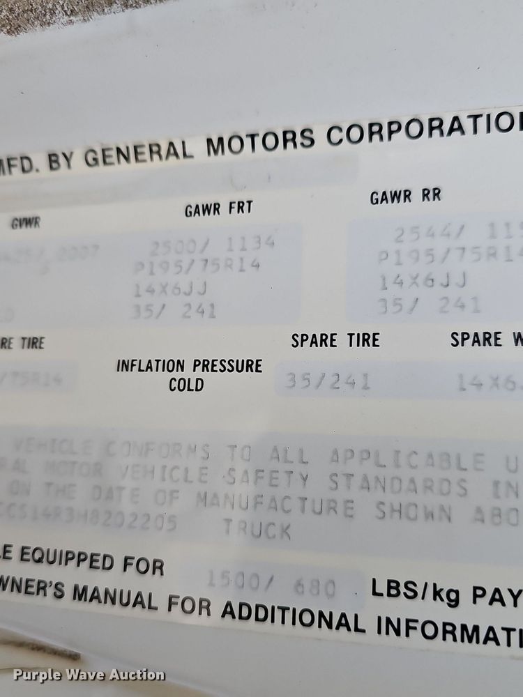 image for item DR5947 1987 Chevy S10  pickup truck