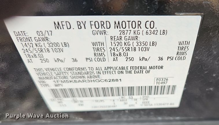 image for item DR5972 2017 Ford Explorer Police Interceptor  SUV