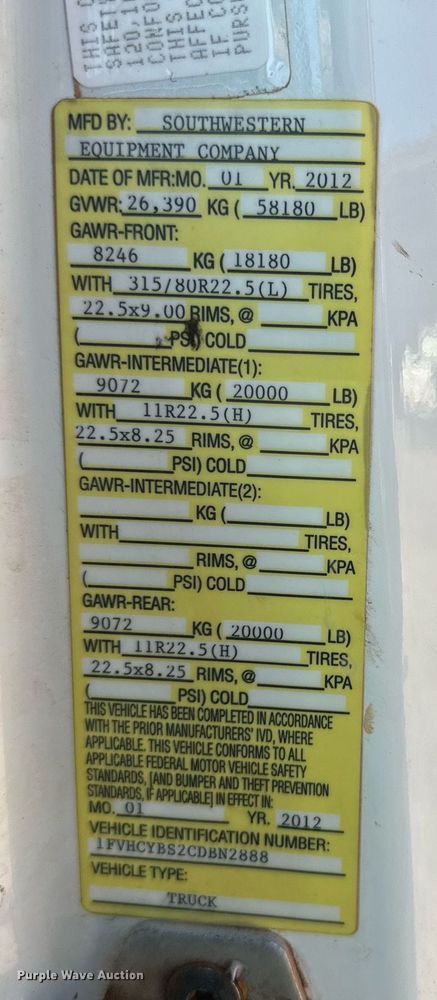 image for item IB9283 2012 Freightliner Business Class M2 106  refuse truck