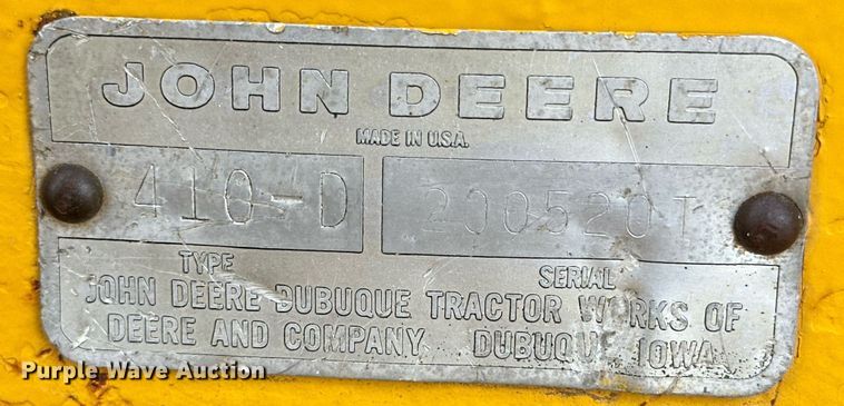 image for item IB9288 1973 John Deere 410  backhoe