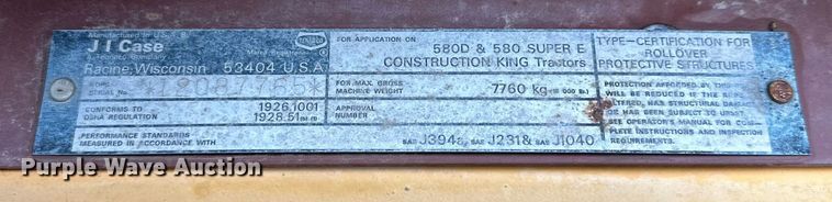 image for item IB9310 Case 580 Super E  backhoe