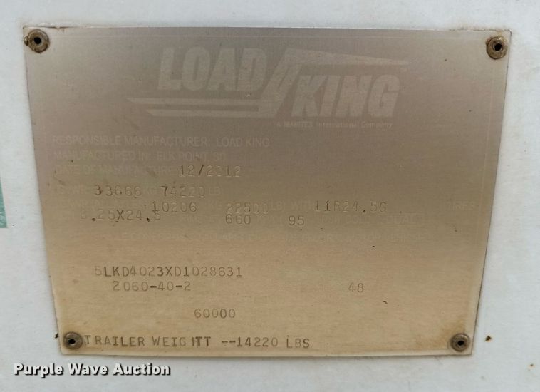 image for item IB9316 2013 Load King  bottom dump trailer