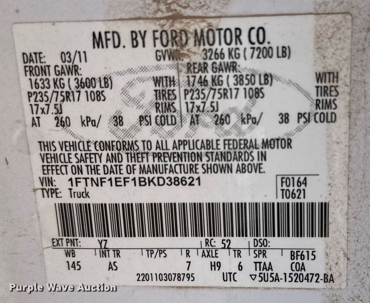 image for item IB9318 2011 Ford F150  pickup truck