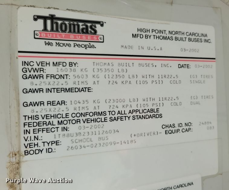 image for item JO9040 2003 Blue Bird  school bus