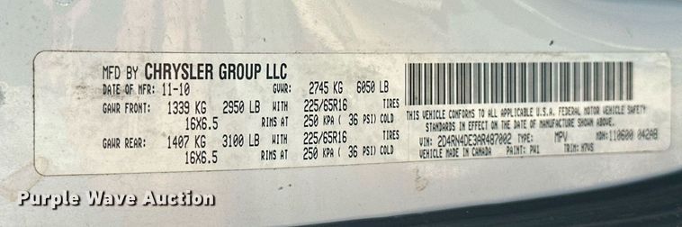 image for item KN9543 2010 Dodge Grand Caravan  handicap accessible van