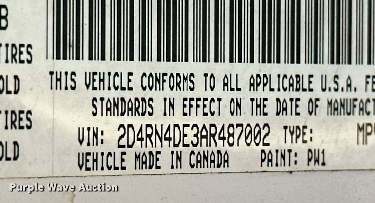 image for item KN9543 2010 Dodge Grand Caravan  handicap accessible van