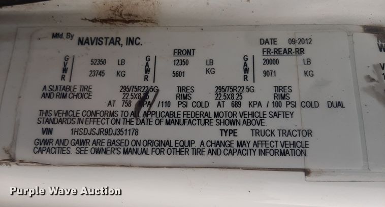 image for item LX9969 2013 International ProStar Plus 122  semi truck