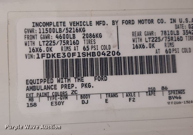 image for item LX9970 1995 Ford E350  ambulance