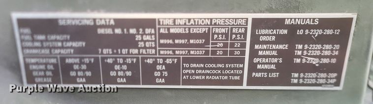 image for item MI9874 1986 Am General Humvee  SUV