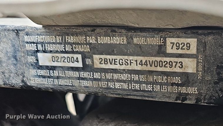 image for item NE9321 2004 Bombardier 7929  ATV