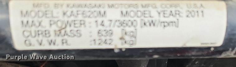 image for item NE9323 2011 Kawasaki  KAF620M utility vehicle