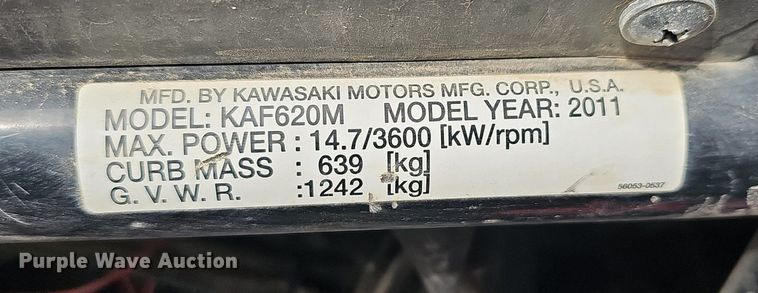 image for item NE9323 2011 Kawasaki  KAF620M utility vehicle
