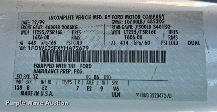 image for item NM9190 2000 Ford E350  sewer inspection van