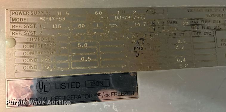 image for item NM9192 Victory AR-47-S3  refrigerator