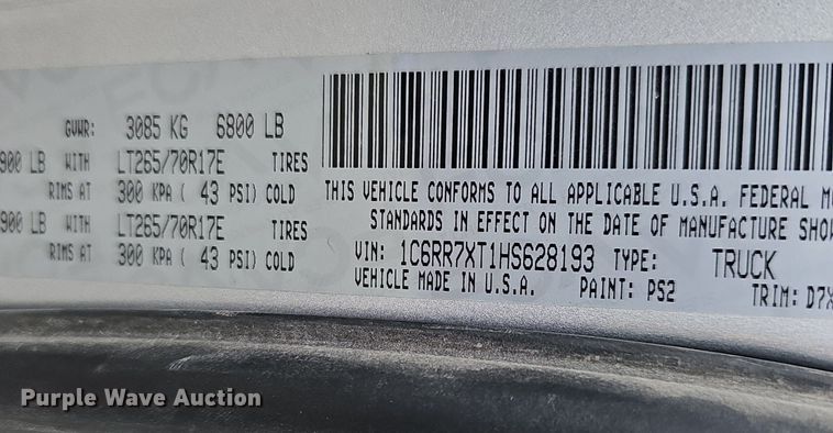 image for item NP9296 2017 Dodge Ram 1500  Crew Cab pickup truck