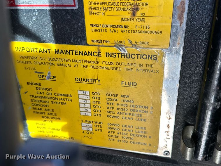 image for item NS9140 1992 Pierce Lance  fire truck