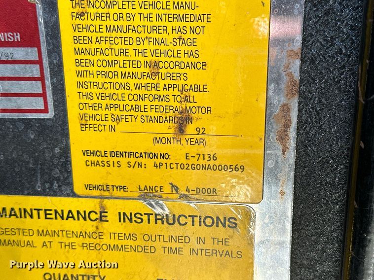 image for item NS9140 1992 Pierce Lance  fire truck