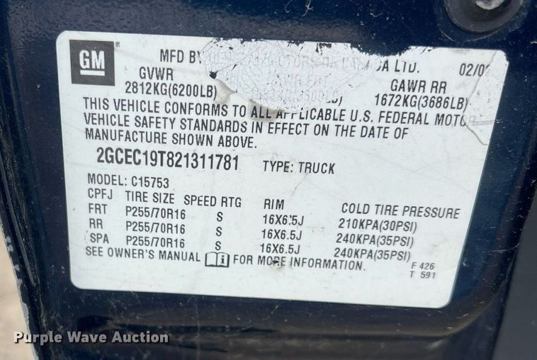 image for item OA9099 2002 Chevrolet Silverado 1500  Ext. Cab pickup truck