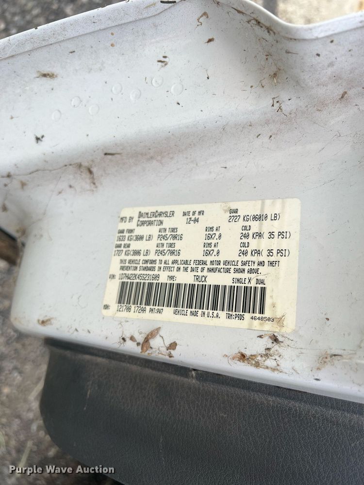 image for item OA9100 2005 Dodge Dakota  Ext. Cab pickup truck