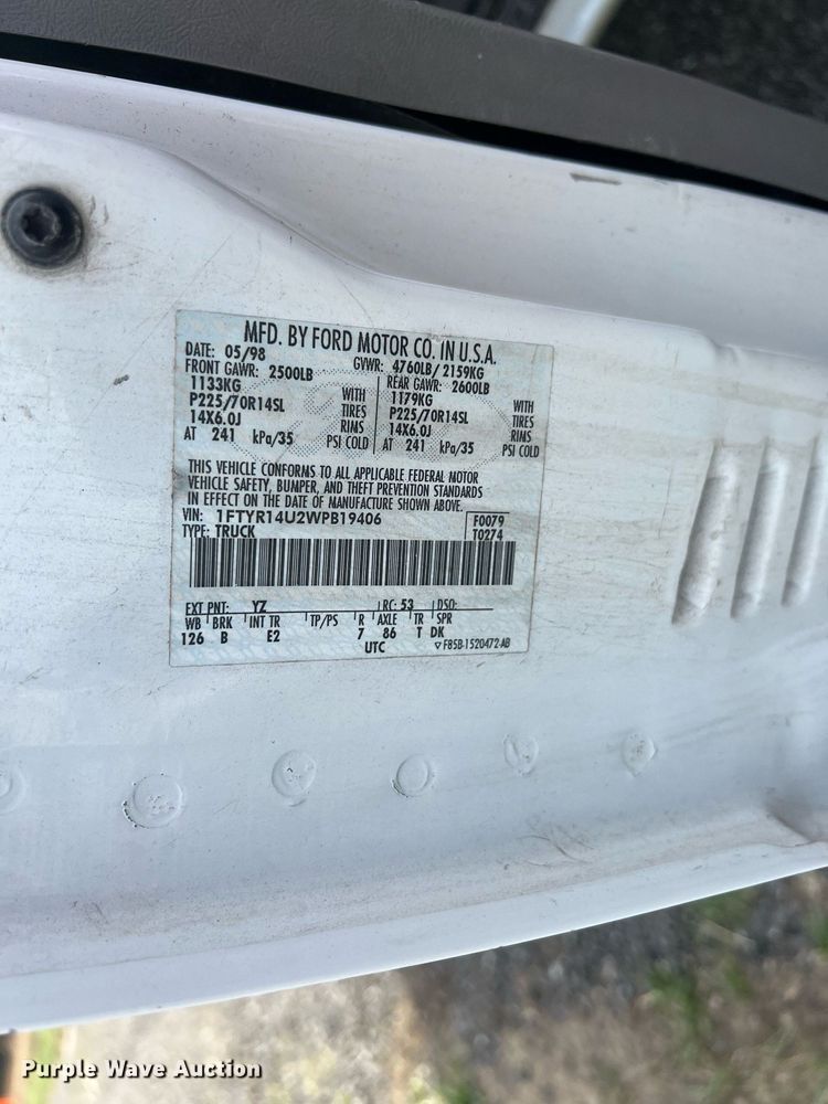 image for item OA9104 1998 Ford Ranger  SuperCab pickup truck