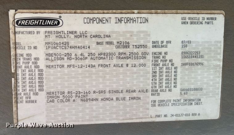 image for item OA9109 2004 Freightliner Business Class M2  dump truck