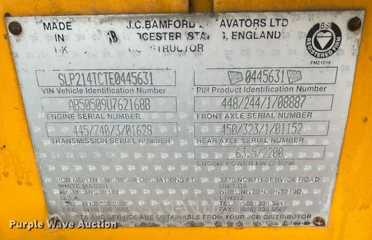 image for item OA9110 1996 JCB 214 Series 2  backhoe