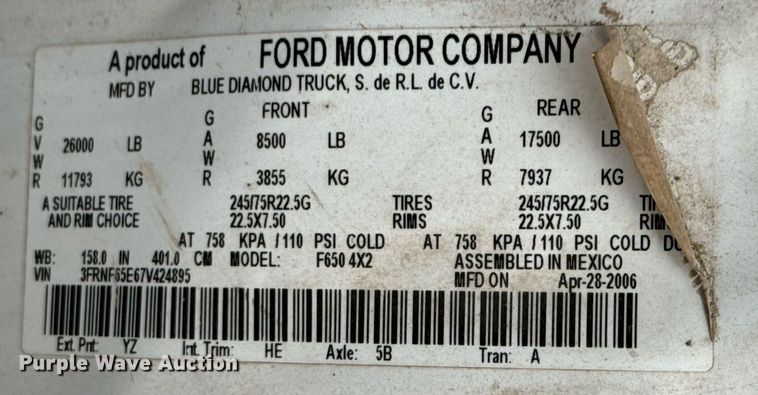 image for item OD9905 2007 Ford F650 Super Duty  bucket truck