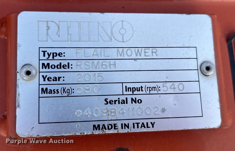 image for item LD9922 2015 Rhino RSM6H  flail mower