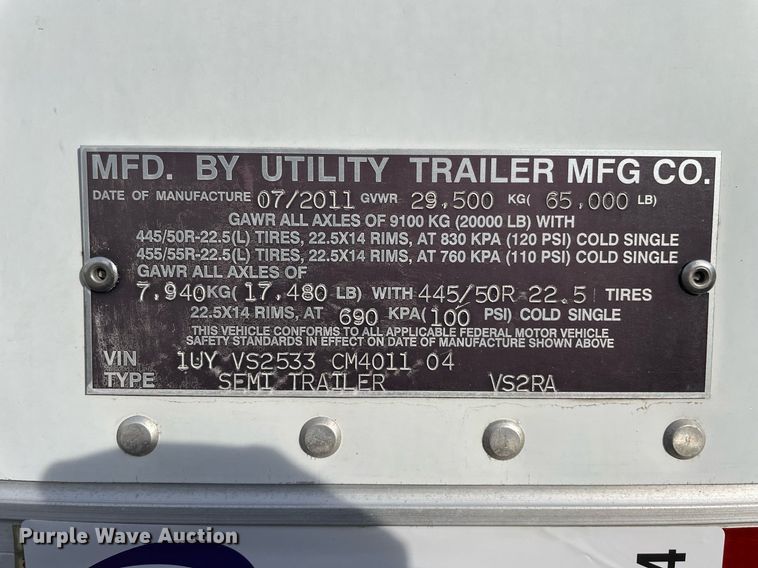 image for item DP0214 2012 Utility VS2RA  refrigerated van trailer