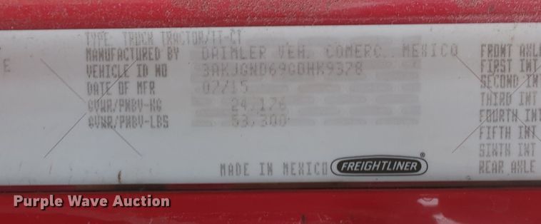 image for item LY9501 2016 Freightliner Coronado 122SD  semi truck