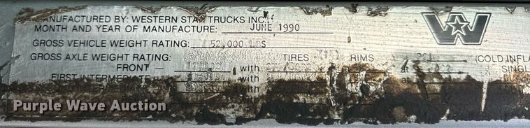 image for item NM9199 1991 Western Star 5900  semi truck
