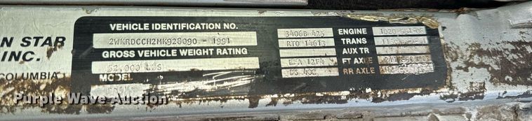 image for item NM9199 1991 Western Star 5900  semi truck