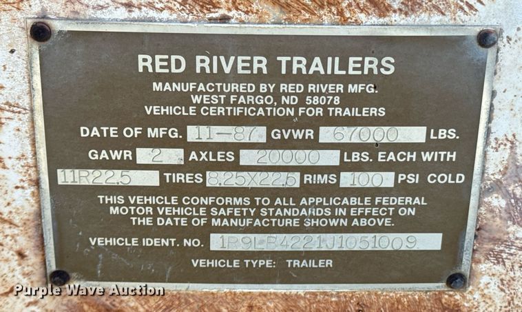 image for item OD9856 1988 Red River Trailers LB237  live bottom trailer