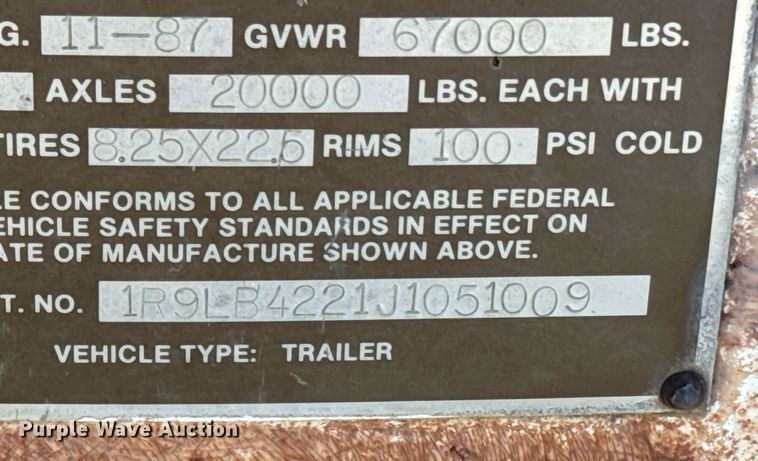 image for item OD9856 1988 Red River Trailers LB237  live bottom trailer