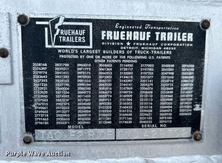 image for item OM9206 1968 Fruehauf TAOF2RDF  tank trailer